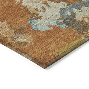 HomeRoots 5' Copper and Orange Abstract Area Rug - Washable, Durable, Indoor/Outdoor, Stain-Resistant Design 10' X 14' 609593