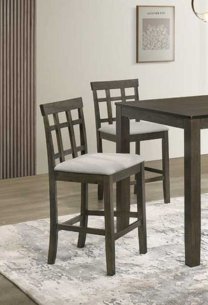 English Elm Beautiful Gray Wood Slatted Back Counter Height Dining Chairs with Cushioned Seats Set of 2 B011P284420
