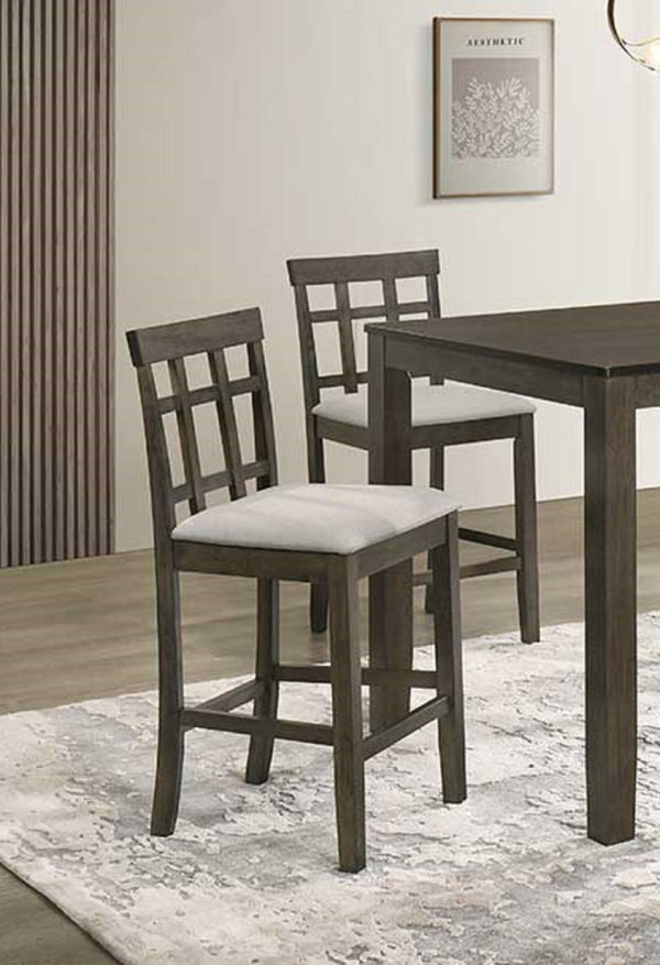 English Elm Beautiful Gray Wood Slatted Back Counter Height Dining Chairs with Cushioned Seats Set of 2 B011P284420