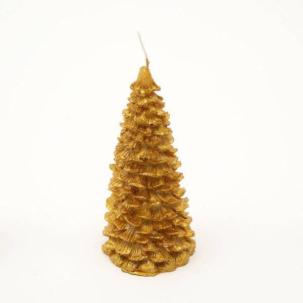 English Elm Holiday Elegance Soy Wax Candle Set - 6 Tree-Shaped Candles In Gold, Silver & White For Festive Décor B346P336830