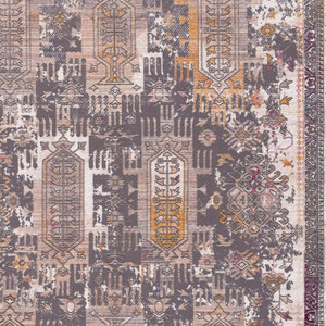 HomeRoots 30' Runner - Stylish Gray, Beige & Orange Southwestern Area Rug for High-Traffic Zones and Homes 30' Runner 609607