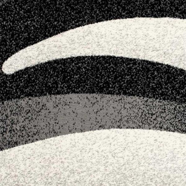 HomeRoots 19' Runner Black and Gray Abstract Rug - Durable, Stain-Resistant Design for Hallways & Entryways 609612