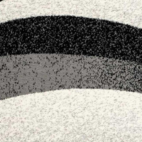 HomeRoots 17' Runner Rug - Black and Gray Abstract Design for High-Traffic Areas, Stain-Resistant & Stylish 609613