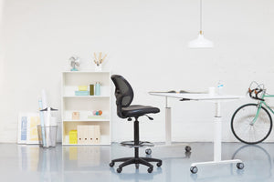 OSP Home Furnishings Deluxe Ergonomic Drafting Chair with Breathable Mesh Back and Padded Seat for Studio Use 18" DC2990V
