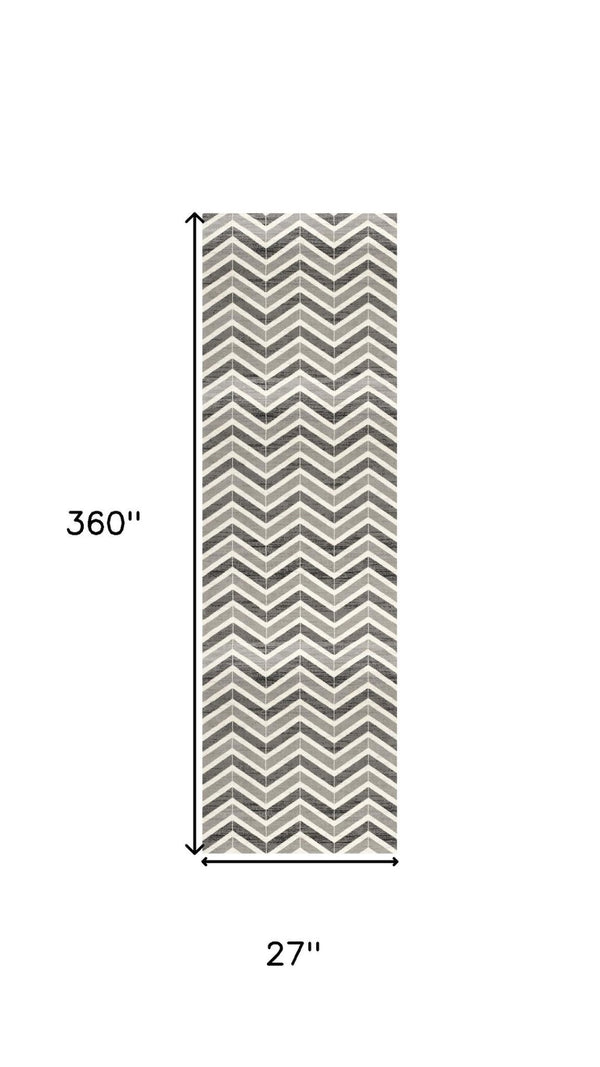 HomeRoots 2' Modern Gray and Beige Geometric Area Rug – Durable, Stain-Resistant, Perfect for High-Traffic Spaces 609616