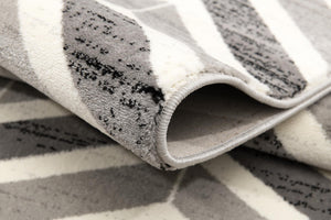 HomeRoots 2' Gray & Beige Geometric Runner Rug - Durable, Stain-Resistant, Perfect for High-Traffic Areas! 609617