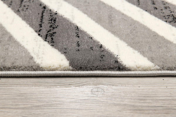 HomeRoots 2' Gray & Beige Geometric Runner Rug - Durable, Stain-Resistant, Perfect for High-Traffic Areas! 609617