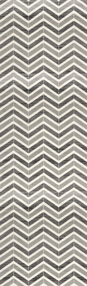 HomeRoots 2' Gray & Beige Geometric Runner Rug - Durable, Stain-Resistant, Perfect for High-Traffic Areas! 609617