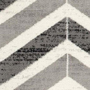HomeRoots 2' Gray & Beige Geometric Runner Rug - Durable, Stain-Resistant, Perfect for High-Traffic Areas! 609617
