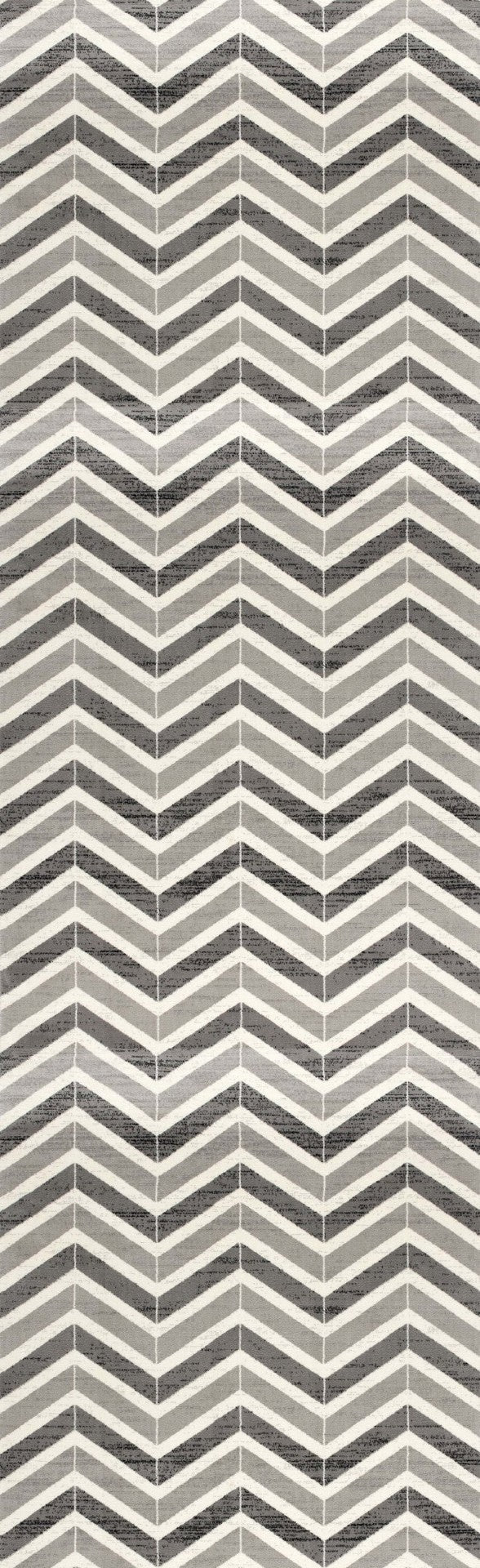 HomeRoots 19' Modern Gray and Beige Geometric Runner Rug – Durable, Stain-Resistant, Perfect for High-Traffic Areas 609618