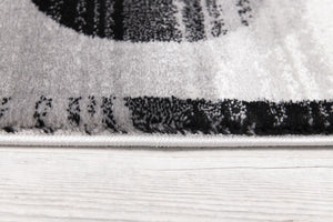HomeRoots 2' Modern Black & Gray Geometric Runner Rug - Durable, Stylish, Stain-Resistant for High-Traffic Spaces 609625