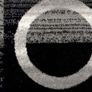 HomeRoots 17' Runner - Modern Black and Gray Geometric Rug for High-Traffic Areas, Stain-Resistant & Stylish 609627