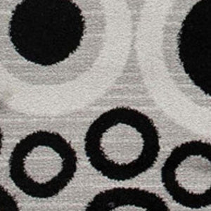 HomeRoots 2' Gray and Black Geometric Area Rug - Stylish, Stain-Resistant, Durable Design for High-Traffic Spaces 609630