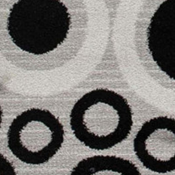 HomeRoots 2' Gray and Black Geometric Area Rug - Stylish, Stain-Resistant, Durable Design for High-Traffic Spaces 609630
