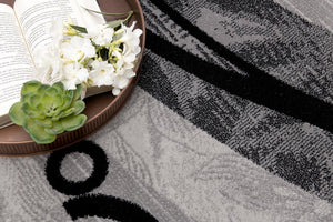 HomeRoots 2' x 25' Gray and Black Geometric Runner Rug - Modern, Durable, Stain-Resistant Design for Hallways 609631