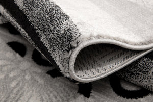 HomeRoots 2' x 25' Gray and Black Geometric Runner Rug - Modern, Durable, Stain-Resistant Design for Hallways 609631