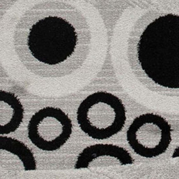 HomeRoots 2' x 25' Gray and Black Geometric Runner Rug - Modern, Durable, Stain-Resistant Design for Hallways 609631