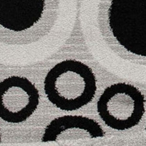 HomeRoots 17' Stylish Gray and Black Geometric Runner Rug - Durable, Stain-Resistant Design for High-Traffic Areas 609633