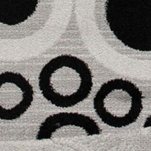 HomeRoots 17' Stylish Gray and Black Geometric Runner Rug - Durable, Stain-Resistant Design for High-Traffic Areas 609633