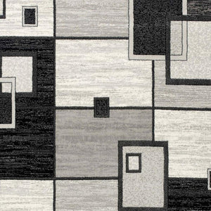 HomeRoots 19' Modern Gray and Black Geometric Runner Rug - Durable, Stylish, and Stain-Resistant for High-Traffic Areas 609638