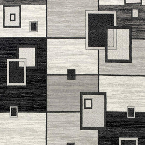 HomeRoots 19' Modern Gray and Black Geometric Runner Rug - Durable, Stylish, and Stain-Resistant for High-Traffic Areas 609638