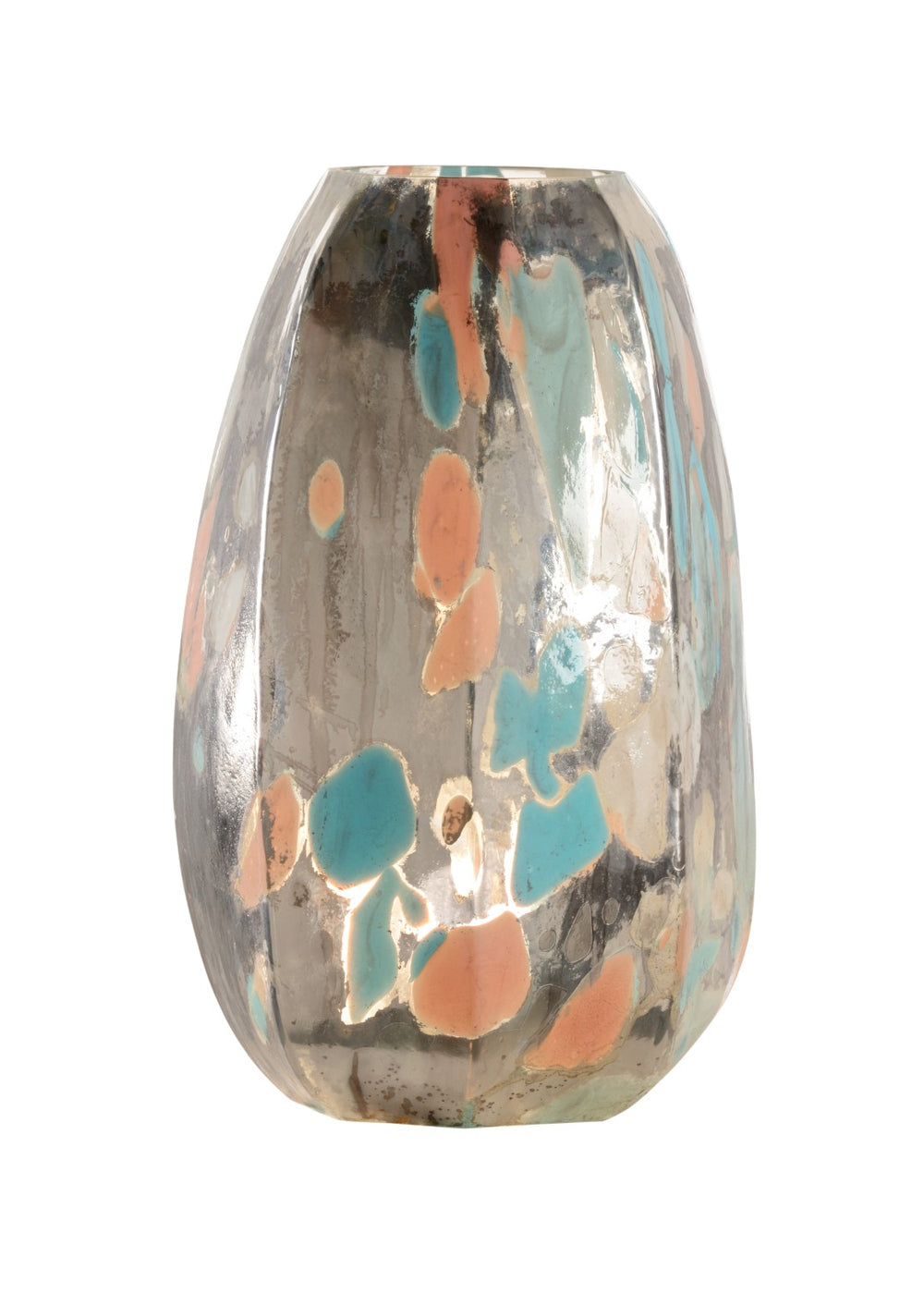 Wildwood Yes Yes Please Lamp — Sculptural Art-Glass Uplight With Metallic Silver Base, Multi-Aqua White Taupe Glow, Ambient Accent Lighting For Modern Spaces 60964