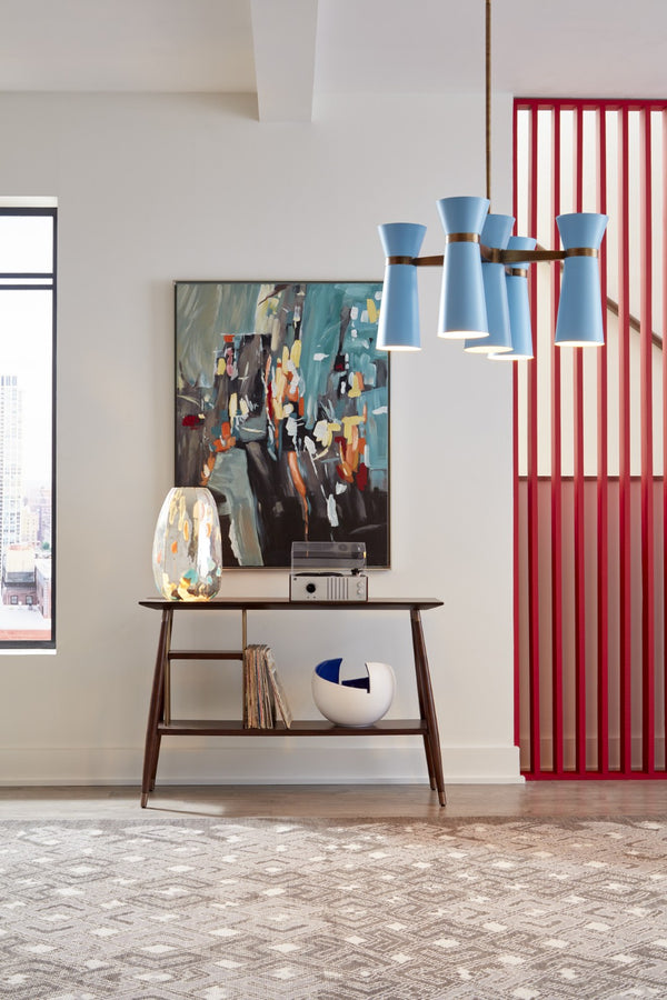 Wildwood Yes Yes Please Lamp — Sculptural Art-Glass Uplight With Metallic Silver Base, Multi-Aqua White Taupe Glow, Ambient Accent Lighting For Modern Spaces 60964