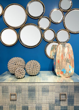 Wildwood Yes Yes Please Lamp — Sculptural Art-Glass Uplight With Metallic Silver Base, Multi-Aqua White Taupe Glow, Ambient Accent Lighting For Modern Spaces 60964