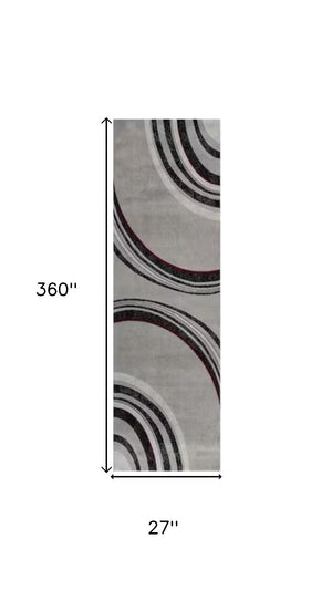 HomeRoots 2' Abstract Gray and Black Runner Rug - Modern, Durable, Stain Resistant, Perfect for High-Traffic Areas 609642