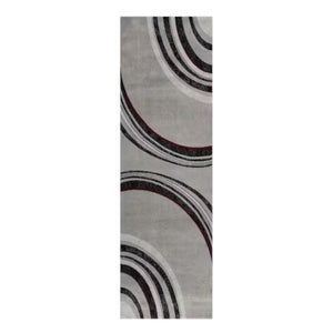 HomeRoots 2' Abstract Gray and Black Runner Rug - Modern, Durable, Stain Resistant, Perfect for High-Traffic Areas 609642