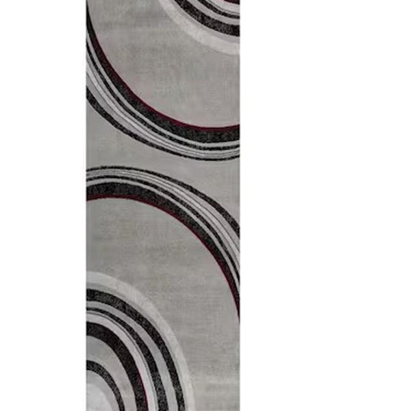 HomeRoots 2' Modern Gray and Black Abstract Runner Rug - Stylish, Durable, Easy-Care for High-Traffic Areas 609643