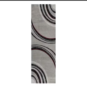HomeRoots 2' Modern Gray and Black Abstract Runner Rug - Stylish, Durable, Easy-Care for High-Traffic Areas 609643