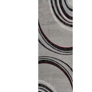 HomeRoots 2' Modern Gray and Black Abstract Runner Rug - Stylish, Durable, Easy-Care for High-Traffic Areas 609643