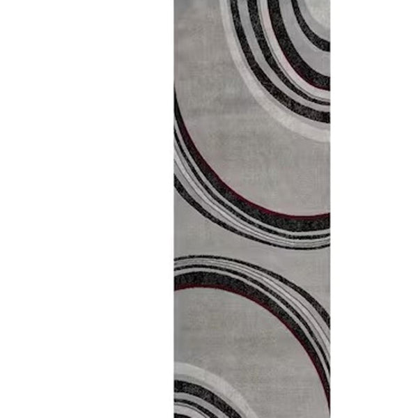 HomeRoots 2' Modern Gray and Black Abstract Runner Rug - Stylish, Durable, Easy-Care for High-Traffic Areas 609643