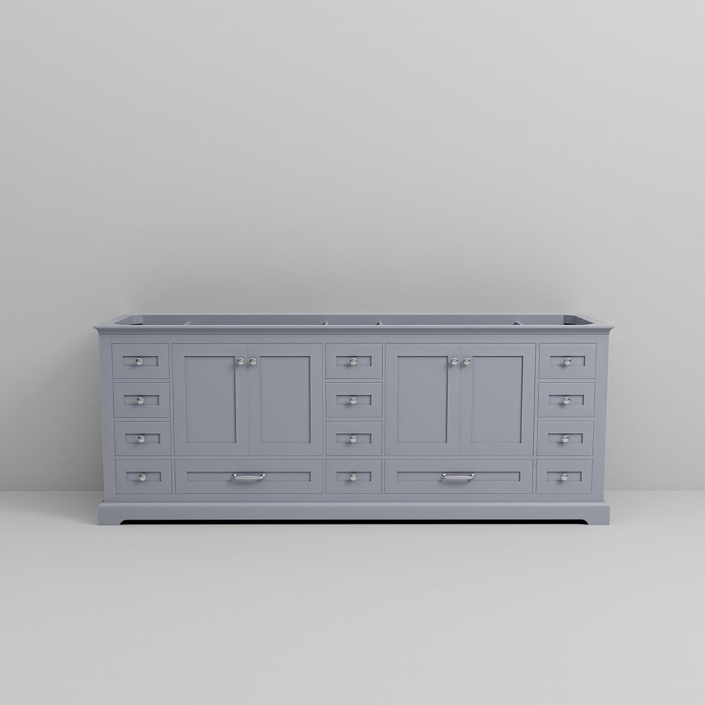 English Elm Dark Grey Double Bath Vanity: Spacious 84" W Solid Wood Design With Soft-Close Drawers & Ample Storage B2731P258297