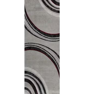 HomeRoots 19' Modern Gray and Black Abstract Runner Rug - Durable, Stain-Resistant for High Traffic Areas 609644