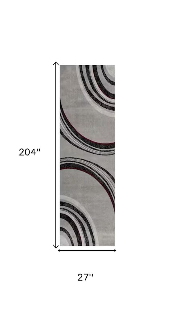 HomeRoots 17' Modern Gray and Black Abstract Runner Rug – Stain-Resistant, Durable, Perfect for High-Traffic Areas 609645
