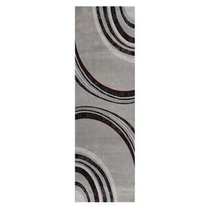HomeRoots 17' Modern Gray and Black Abstract Runner Rug – Stain-Resistant, Durable, Perfect for High-Traffic Areas 609645