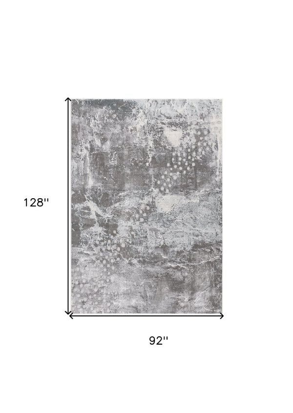 HomeRoots 8' X 11' Gray and Ivory Abstract Area Rug - Modern Scandinavian Design for Comfort & Durability 609646