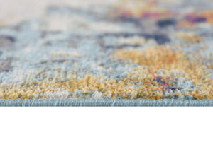 HomeRoots 2' Yellow and Blue Abstract Runner Rug - Modern Design for High-Traffic Areas, Durable and Stylish! 609650