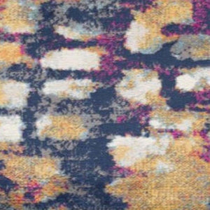 HomeRoots 2' Yellow and Blue Abstract Runner Rug - Modern Design for High-Traffic Areas, Durable and Stylish! 609650