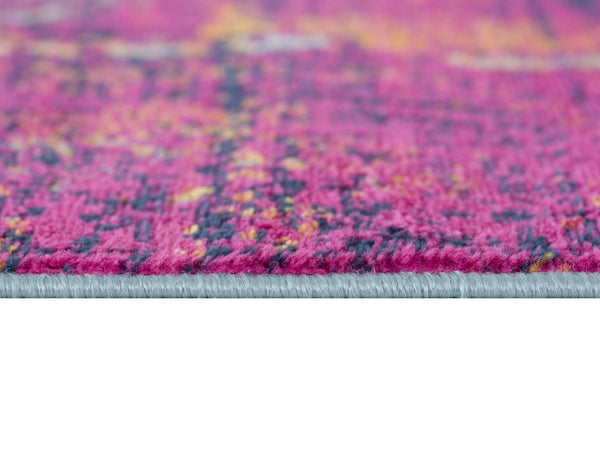 HomeRoots 30' Runner Abstract Area Rug in Bold Purple, Orange & Gray - Stain Resistant, Durable, Easy Care Design 25' Runner 609656