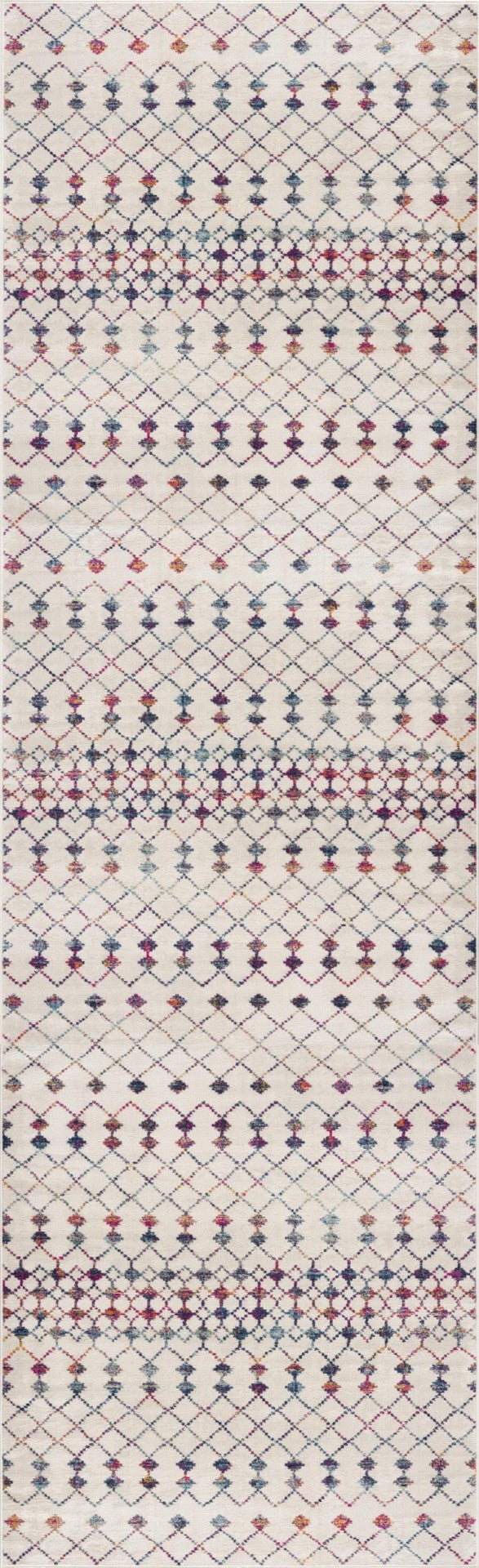HomeRoots 2' Beige and Blue Abstract Runner Rug – Durable, Stain-Resistant, Ideal for High-Traffic Areas! 609661