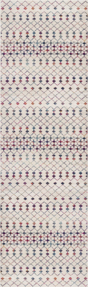 HomeRoots 2' Beige and Blue Abstract Runner Rug - Durable, Stylish Design for High-Traffic Areas and Homes 609662