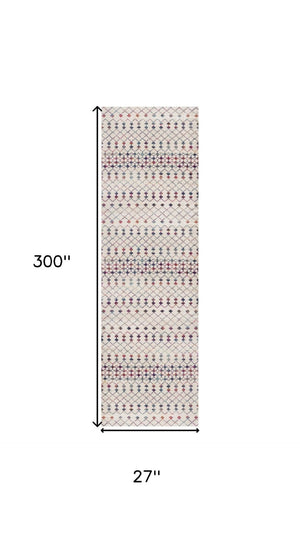 HomeRoots 2' Beige and Blue Abstract Runner Rug - Durable, Stylish Design for High-Traffic Areas and Homes 609662