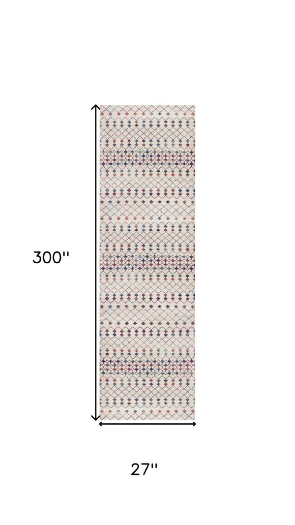 HomeRoots 2' Beige and Blue Abstract Runner Rug - Durable, Stylish Design for High-Traffic Areas and Homes 609662