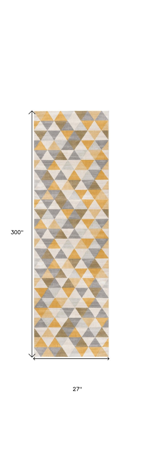 HomeRoots 30' Durable Geometric Area Rug Runner in Yellow, Beige & Gray - Perfect for Modern Hallways & Entryways 25' Runner 609668
