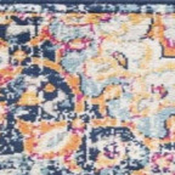 HomeRoots 2' Beige Runner Rug with Rust & Purple Medallions - Durable, Stain-Resistant Design for High-Traffic Areas 609673