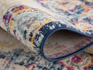 HomeRoots 25' Southwest Medallion Runner Rug in Beige, Rust & Purple - Durable, Stylish for High-Traffic Areas! 609674