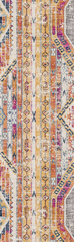 HomeRoots 2' Modern Yellow and Beige Abstract Area Rug - Durable, Stain-Resistant Design for High Traffic Spaces 609685